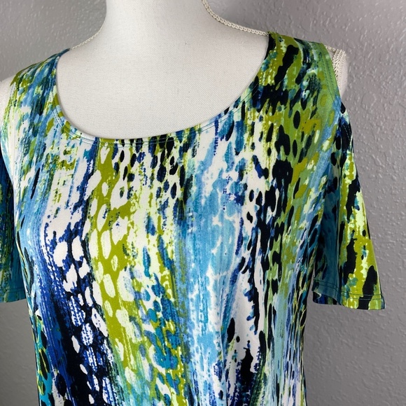 Women's Slinky Brand Multi color abstract blouse / top size Mediuum - Picture 10 of 11